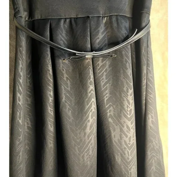 IZ BYER WOMENS VERSATILE BLACK PRINTED SCUBA KNIT SHORT SLEEVE DRESS BELT SIZE L - Picture 8 of 14